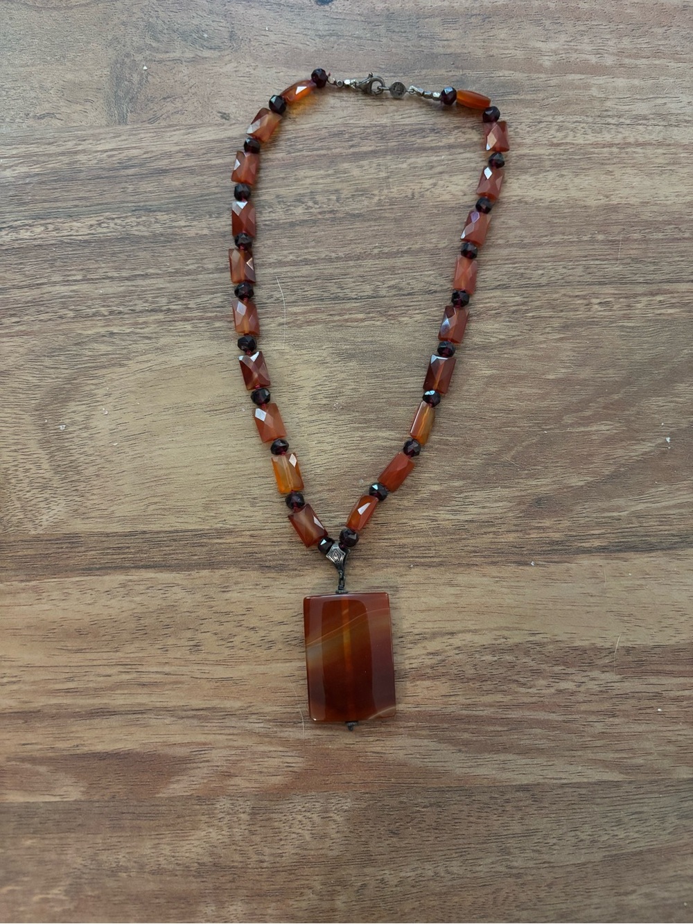 Handcrafted Brown Agate / Carnelian Pendant Necklace